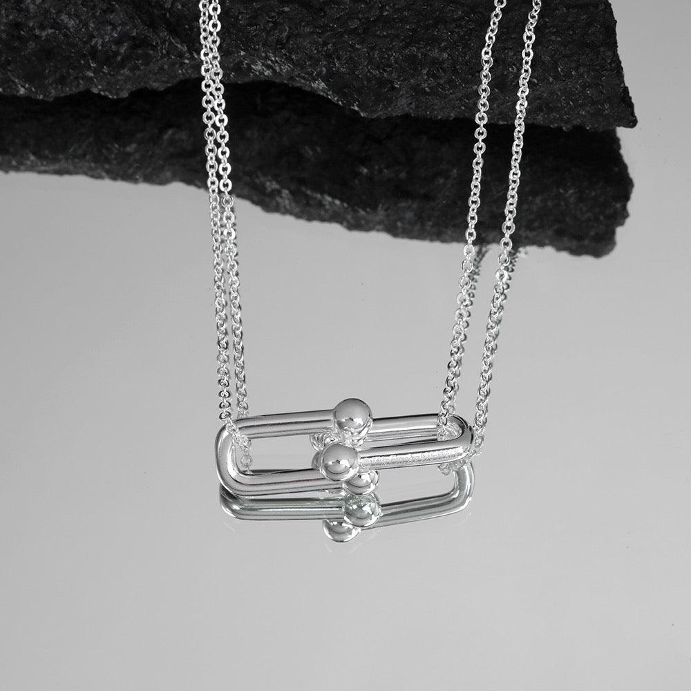 Tiffany&Co 18K gold plated Jewelry For Women Large Double Link Pendant in with Zircon Diamonds Necklace in yellow rose silver ✨ - buyonlinebehappy