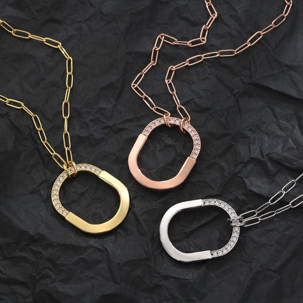 Tiffany&Co 18k Gold plated Unisex Unique Style Bangle Lock Pendant Necklace ✨ - buyonlinebehappy