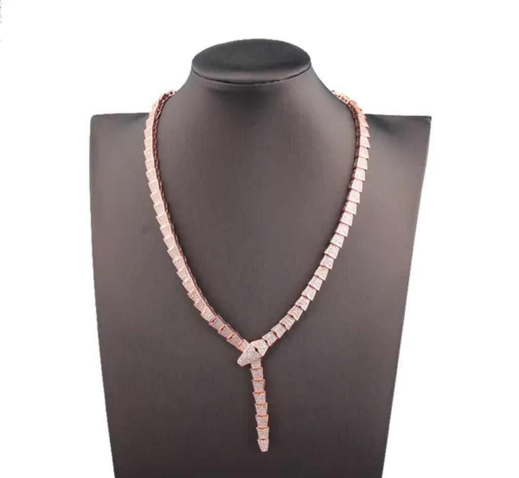 BVLGARI SERPENTI VIPER NECKLACE 18K Gold Plated Women's Jewelry GOLD-ROSE-WHITE ✨ - buyonlinebehappy